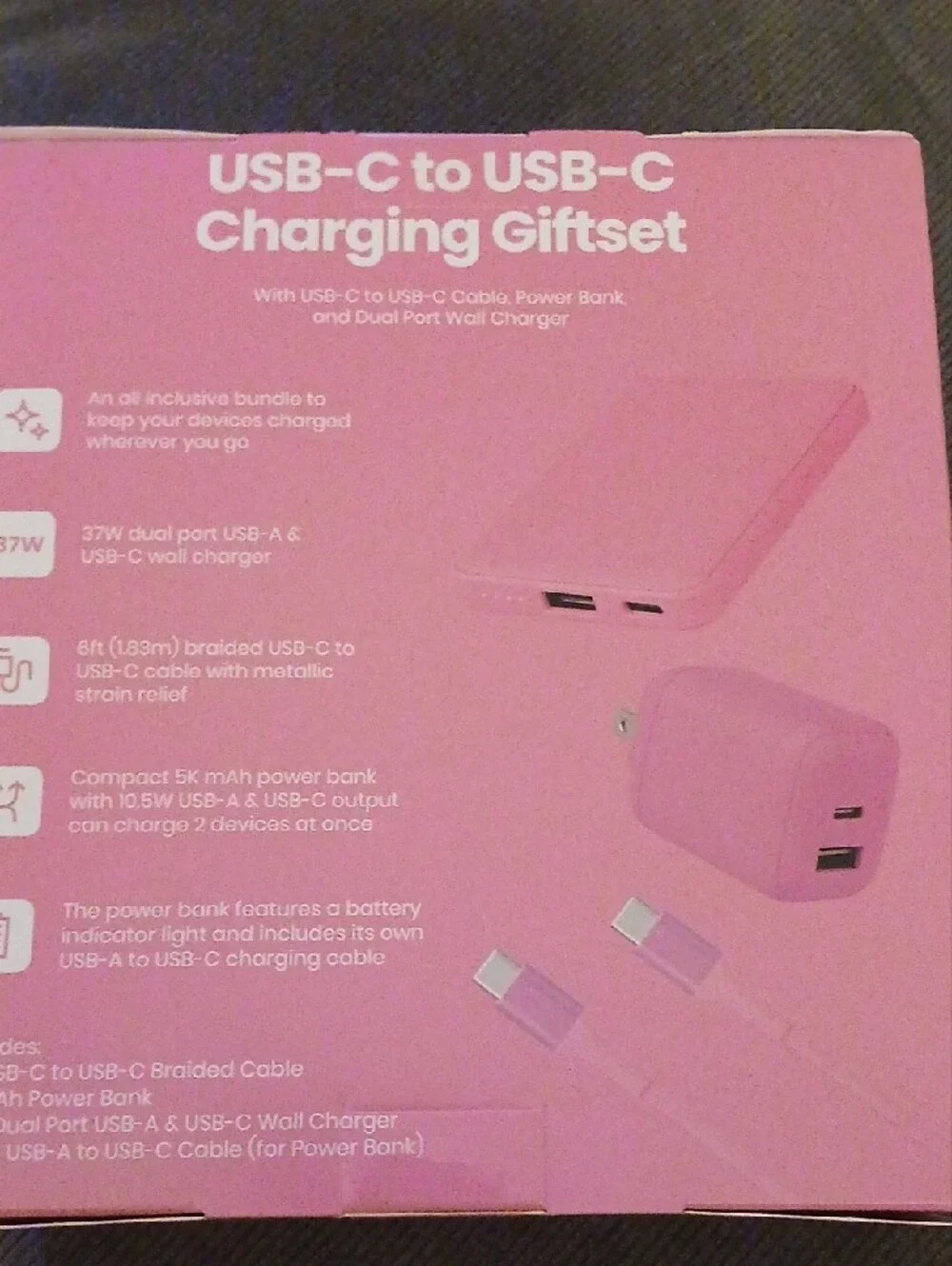 USB-C to USB-C Charging Giftset - Pink